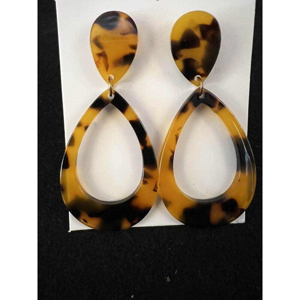 Acrylic Brown & Black Animal Print Drop Earrings